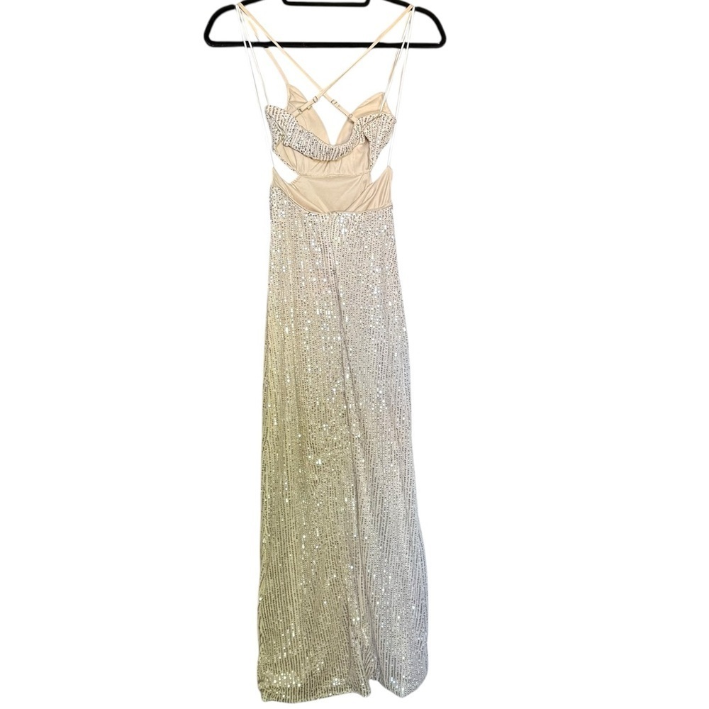 NWT Hello Molly Sparkling Moment Maxi Dress Silver - Picture 5 of 9